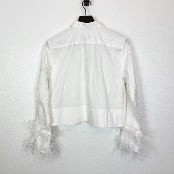 J. Crew Collection Cropped Feather Trim Garçon Shirt BT741 - Picture 5 of 8